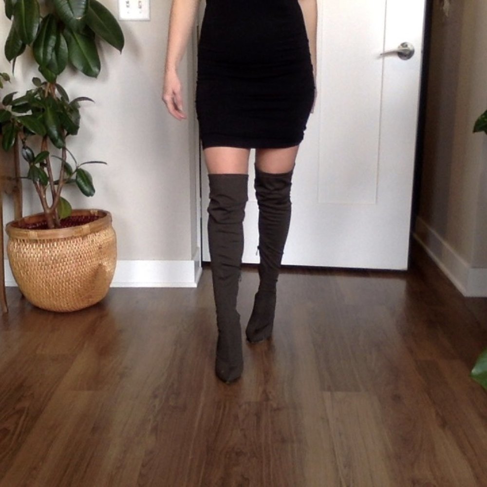 Thigh High Olive Boots